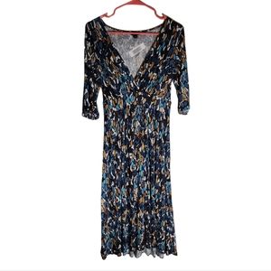 Banana Republic Midi Dress 3/4 Sleeve, Leaves Size Small